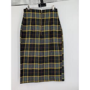 Zara Plaid Pencil Skirt Small Clueless Preppy Front Zipper Academic Nerd Scholar